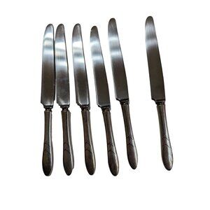 6 Lady Hamilton Dinner Knives Community Oneida stainless Flatware 9.5"
